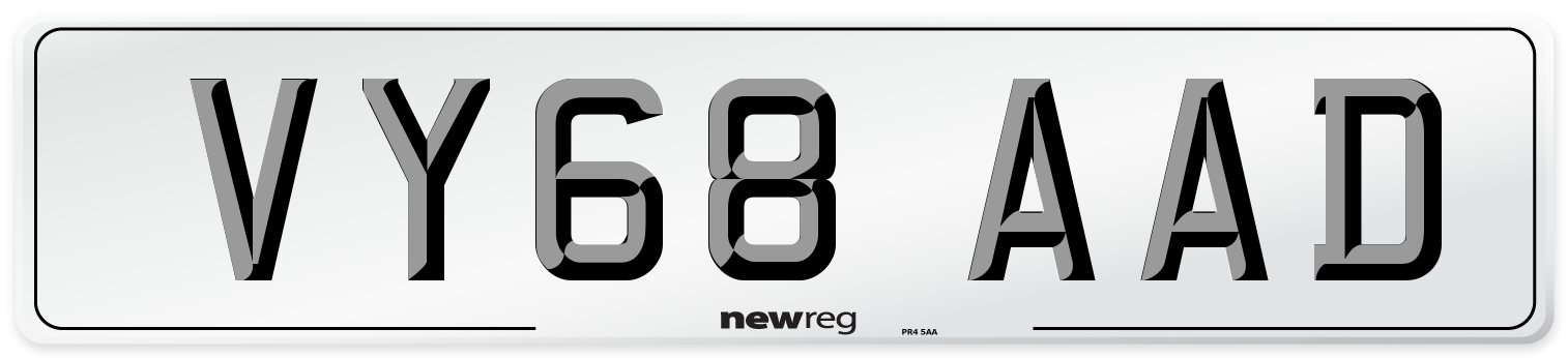 VY68 AAD Number Plate from New Reg